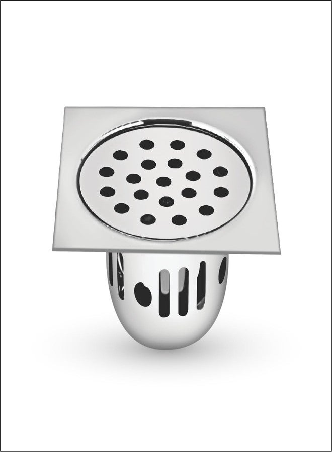 Sanjay Chilly Square Floor Drainer for Bathroom | Floor Drain Jali with Cockroach Trap Bathroom Gratings | Stainless Steel 304 Grade Sink Strainer Kitchen Hair Catcher (4 x 4 INCHES) - Image 1